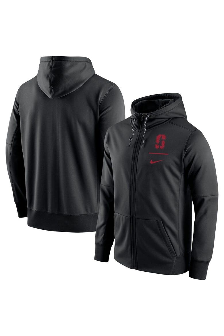 Men's Nike Black Stanford Cardinal Logo Stack Performance Full-Zip Hoodie, Main, color, Black
