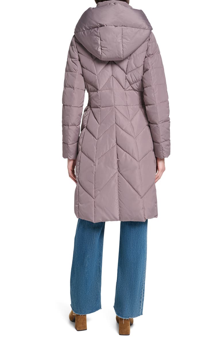 Taffeta Puffer Coat with Quilted Zip Bib, Alternate, color, CASHEW