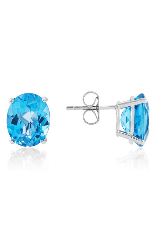 Frankie & Zoe Swiss Blue Topaz Stud Earrings In Silver