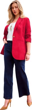Roaman's Plus Size Relaxed Boyfriend Blazer