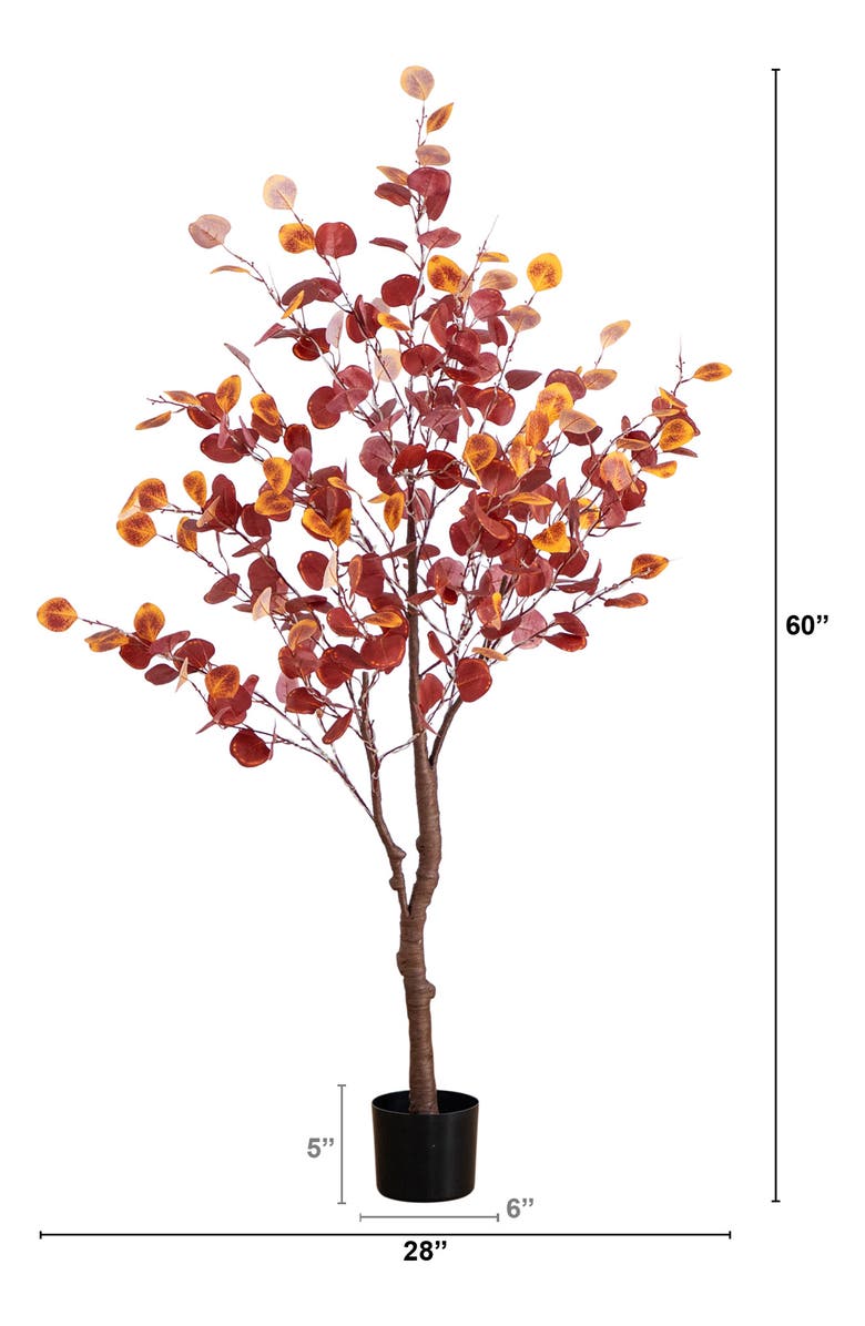 NEARLY NATURAL 5FT Prelit Autumn Eucalyptus Tree, Main, color, Orange