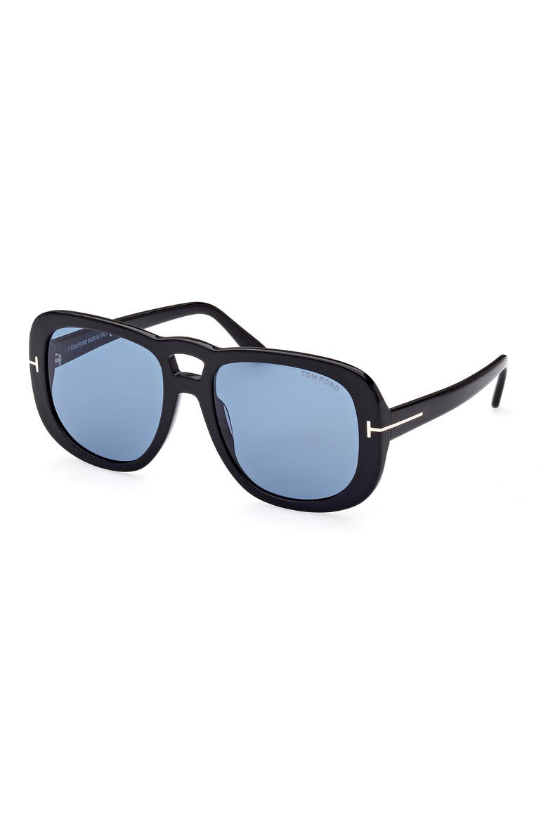56mm Gradient Aviator Sunglasses, Alternate, color, SHINY BLACK / BLUE