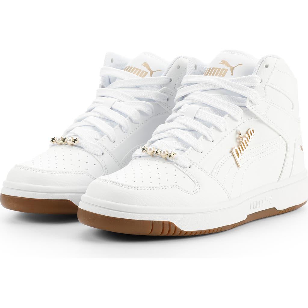 Puma Rebound Layup Bling High Top Sneaker In White