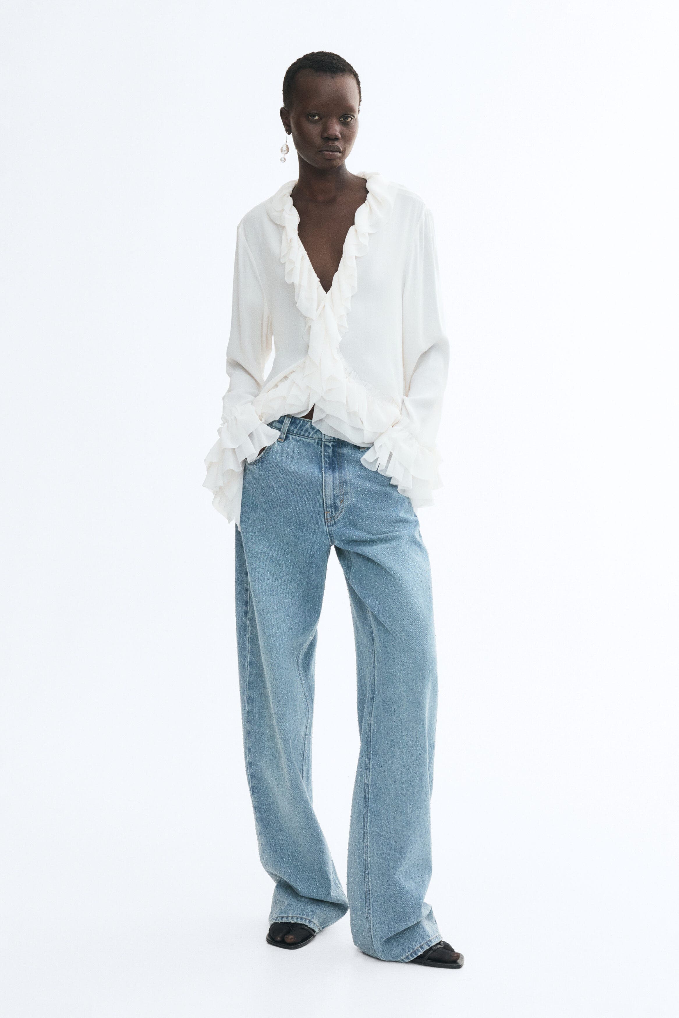 H&M Rhinestone-Detail High-Waist Jeans (Women) | Nordstrom