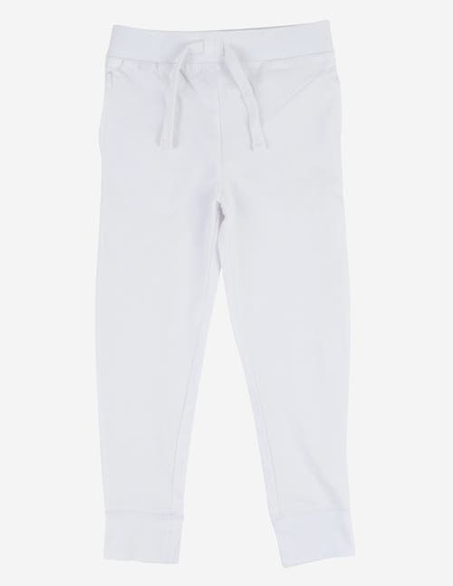 Leveret Kids 100% Cotton Lightweight Jogger Pants in White 