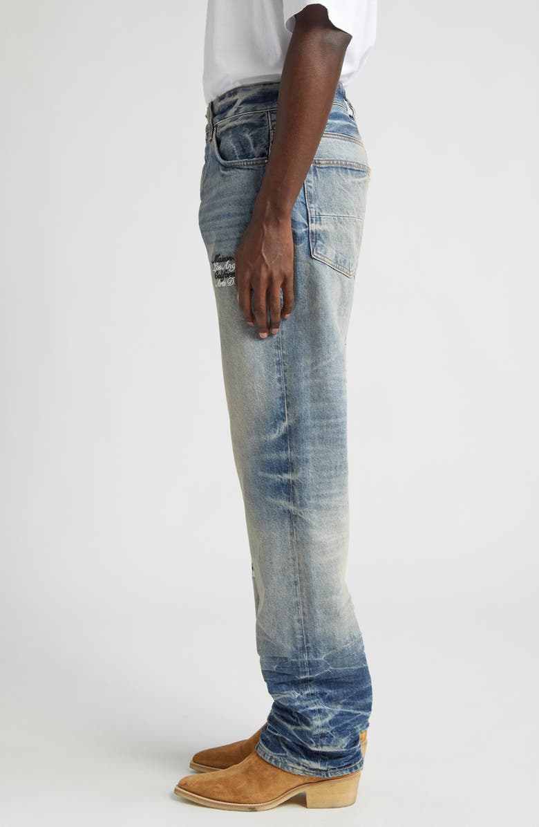 AMIRI Varsity Tiger Patch Embroidered Straight Leg Jeans, Alternate, color, 