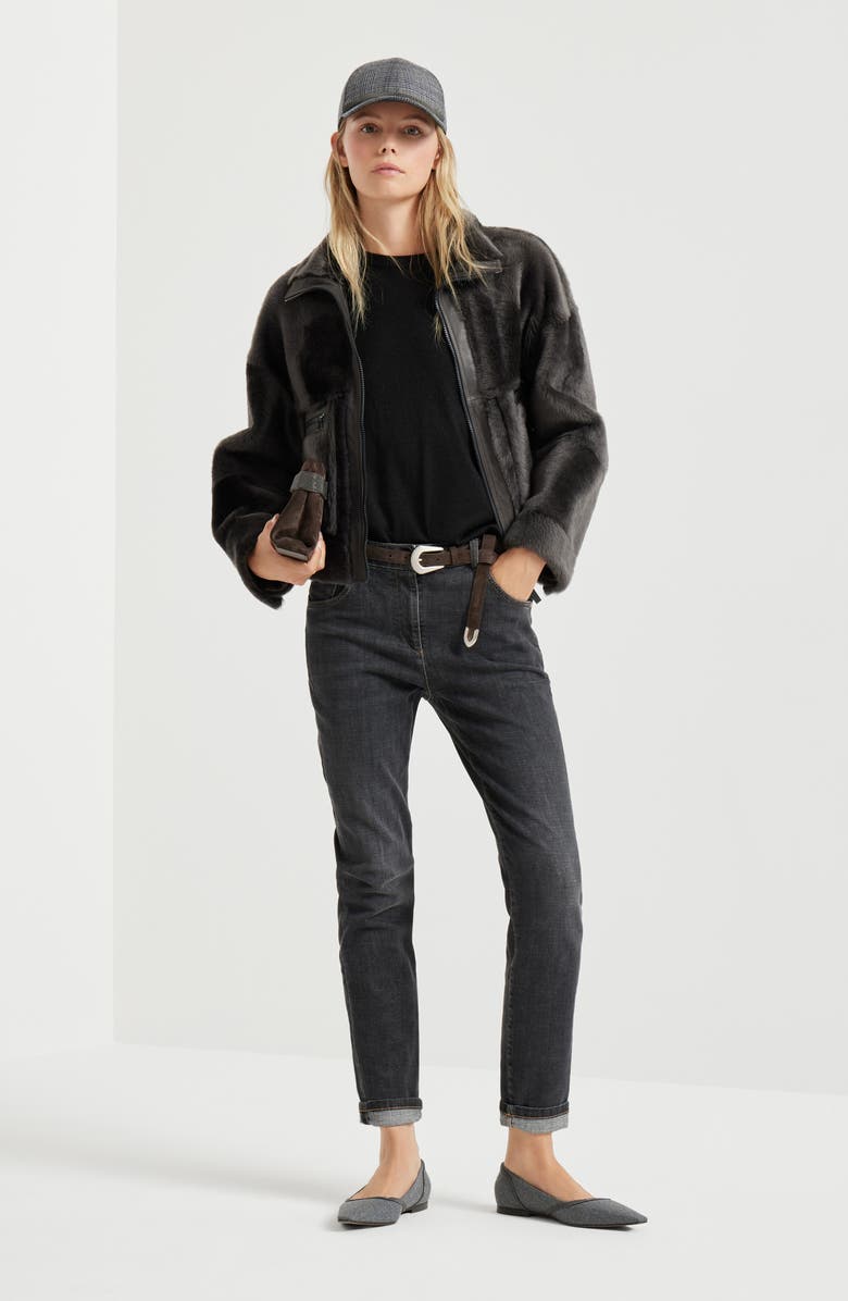 Brunello Cucinelli Cashmere and silk lightweight sweater, Alternate, color, Black