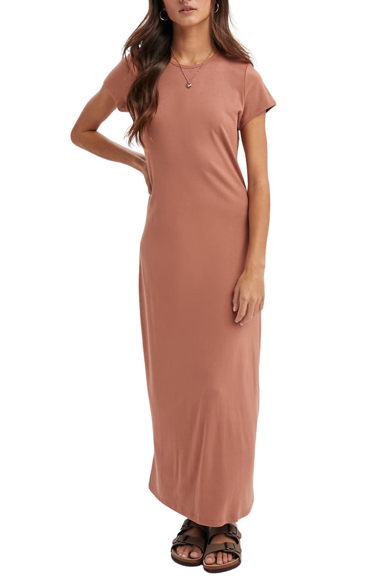 Basic Maxi T-Shirt Dress, Main, color, CLAY