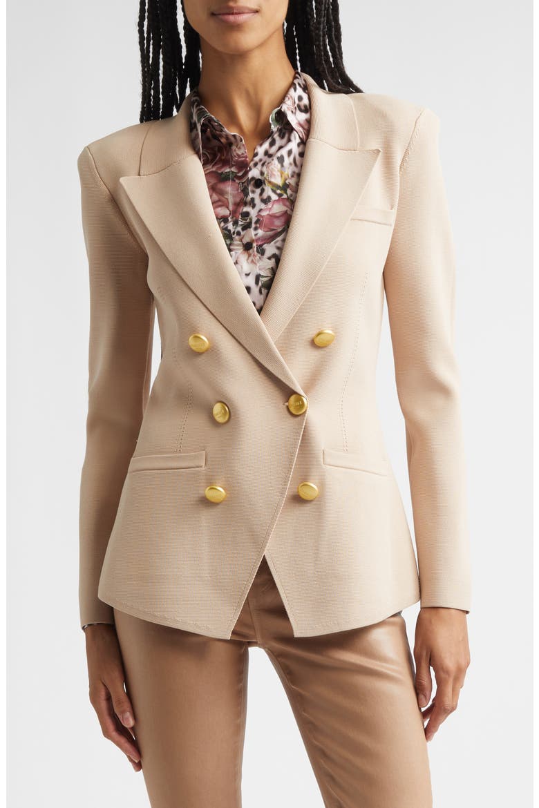 Amelia Knit Blazer, Main, color, LIGHT CAPPUCCINO/ GOLD