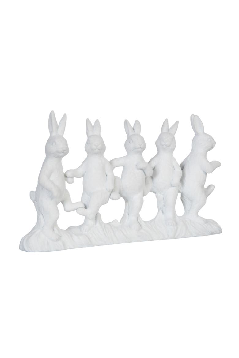 Happy Hopping Easter Bunnies Decorative White Figurine 6.25" x 11", Main, color, White