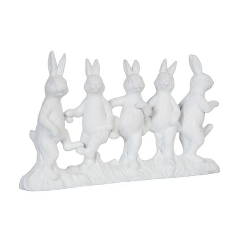 Happy Hopping Easter Bunnies Decorative White Figurine 6.25" x 11"