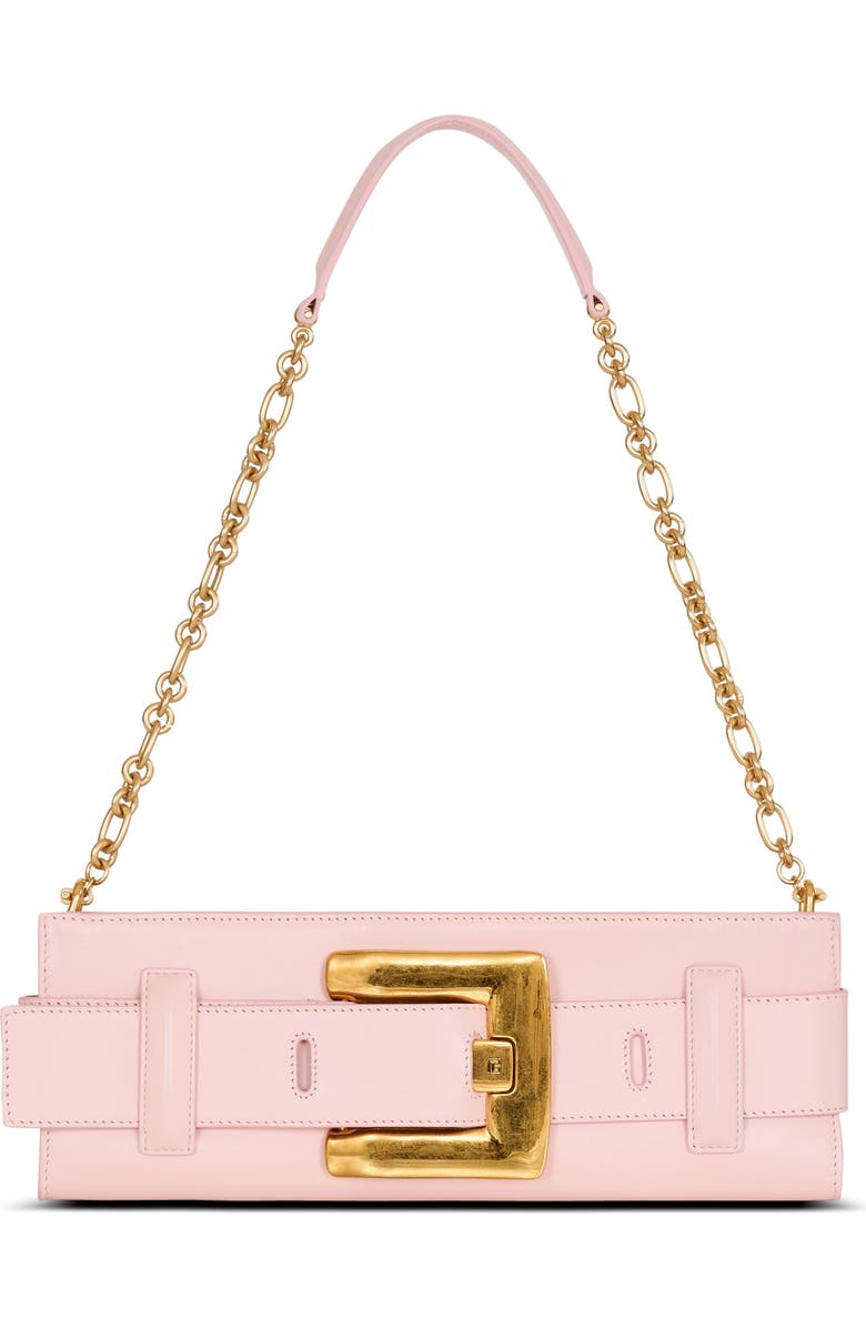 Balmain Anthem smooth leather clutch, Main, color, Pink
