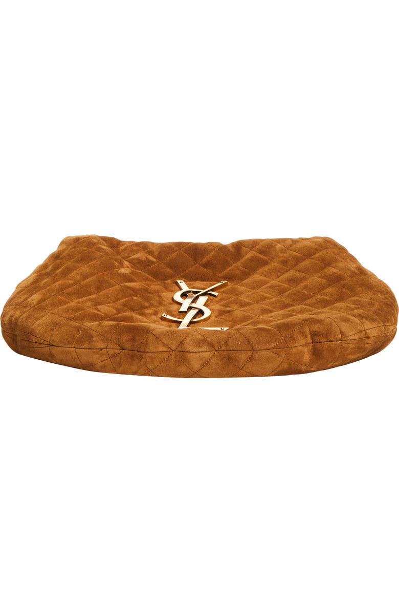 Saint Laurent Icare Quilted Suede Hobo Bag, Alternate, color, Caramel Cognac