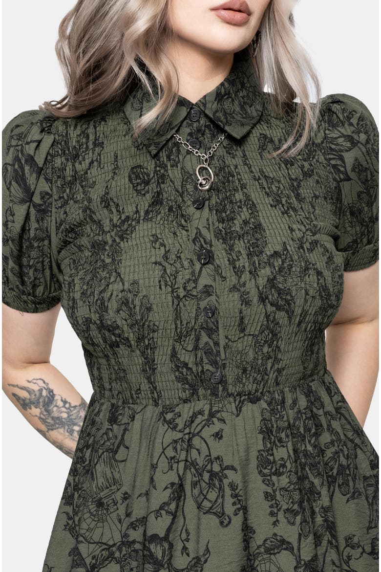 Orla Foxglove Print Shirred Midaxi Dress, Alternate, color, Green