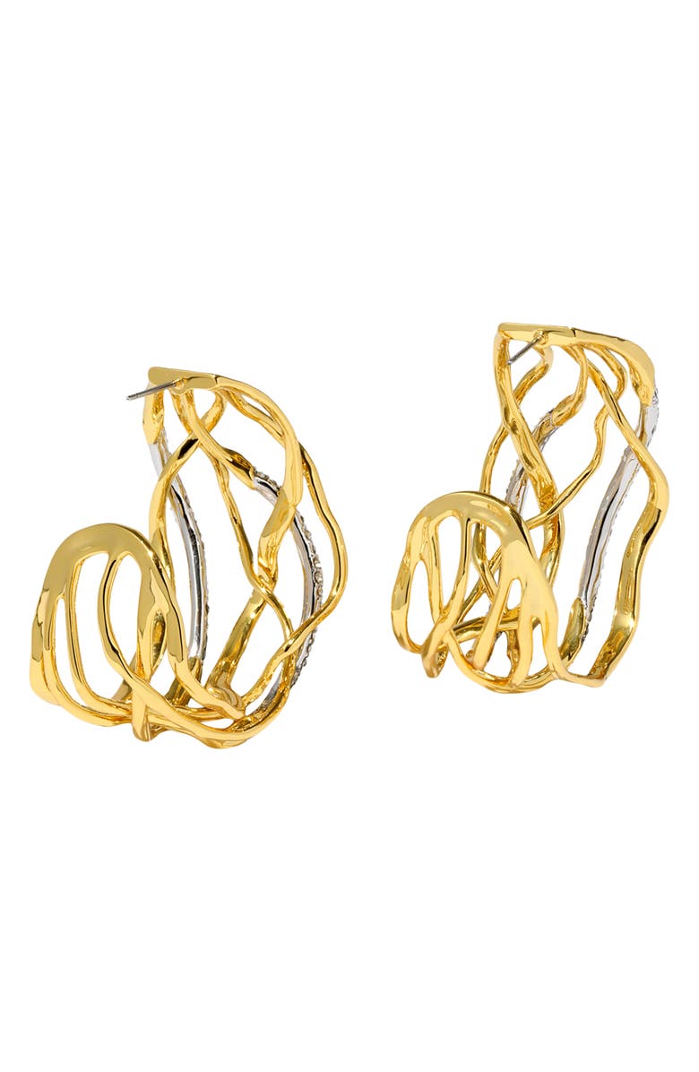 Alexis Bittar Solanales Crystal Pavé Woven Hoop Earrings, Alternate, color, Crystals
