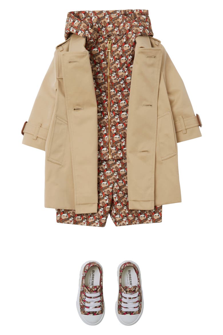 Girls' Gabardine Trench Coat, Alternate, color, HONEY