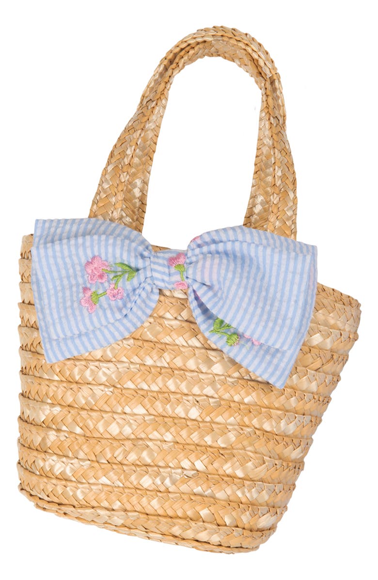 Rare Editions Kids' Floral Embroidered Seersucker Sundress & Tote, Alternate, color, 