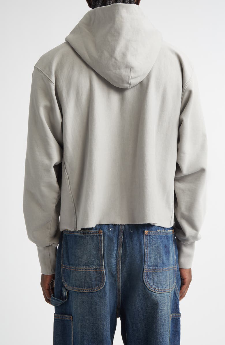 Maison Margiela Décortiqué Logo Raw Cut French Terry Hoodie, Alternate, color, Dove
