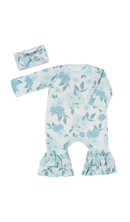 Ruffle Romper & Head Wrap Set