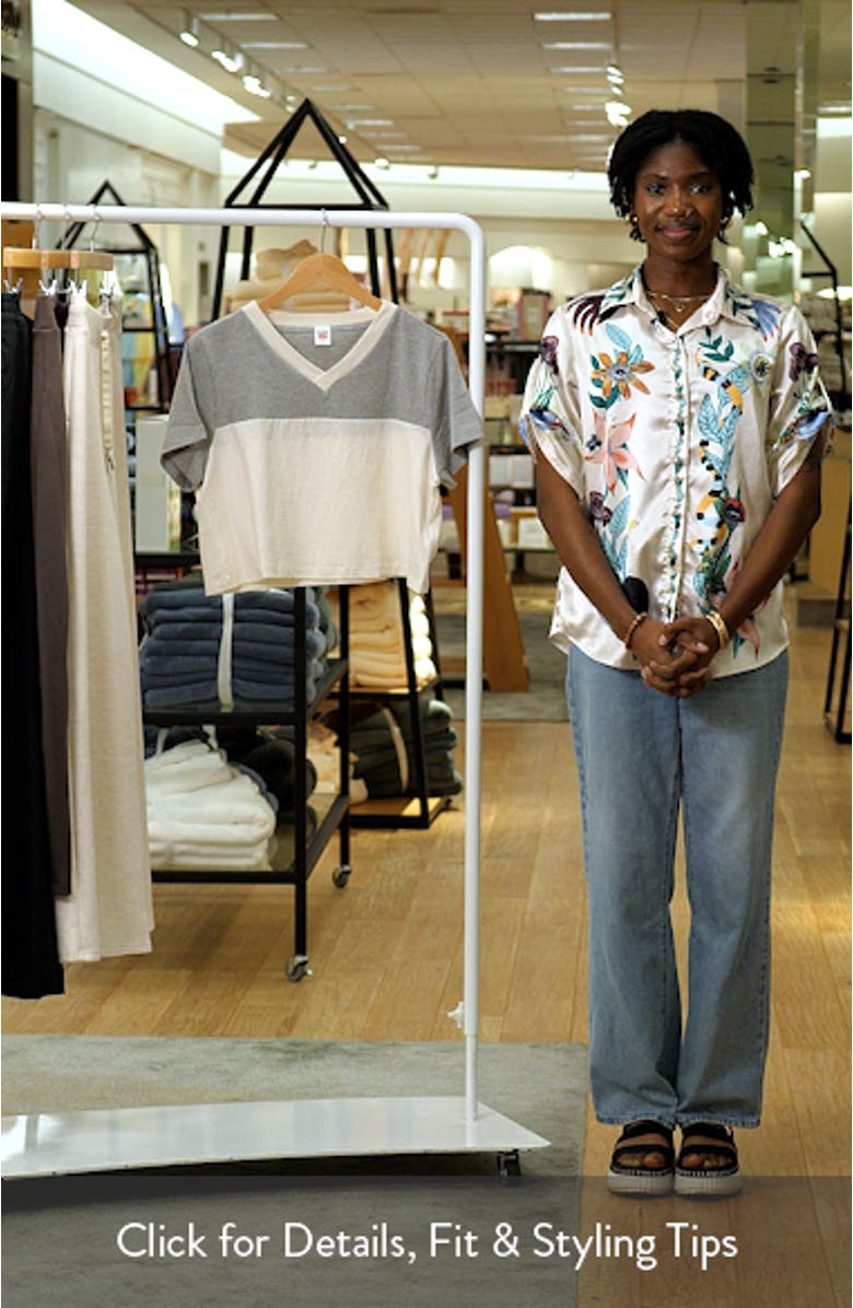 Contrast V-Neck Crop Jersey T-Shirt, sales video thumbnail