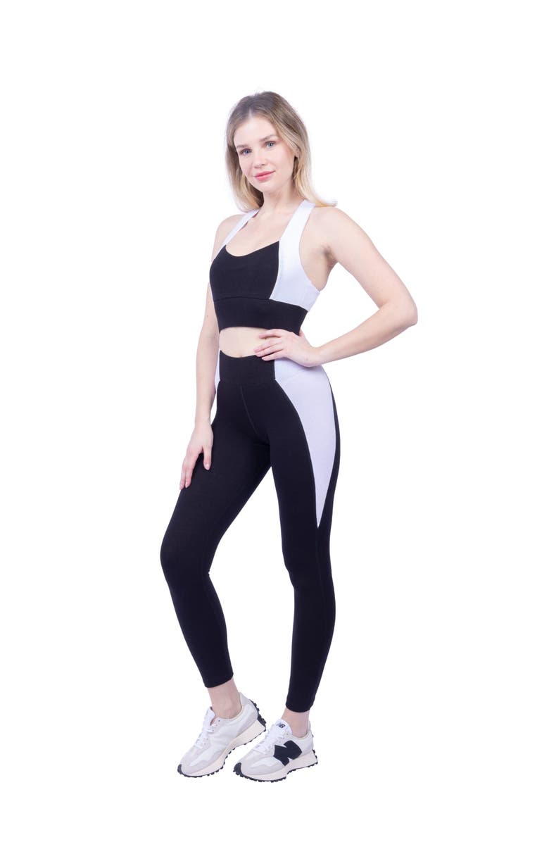 Lezat Neda Colorblock Organic Cotton High Waisted Legging, Alternate, color, Black