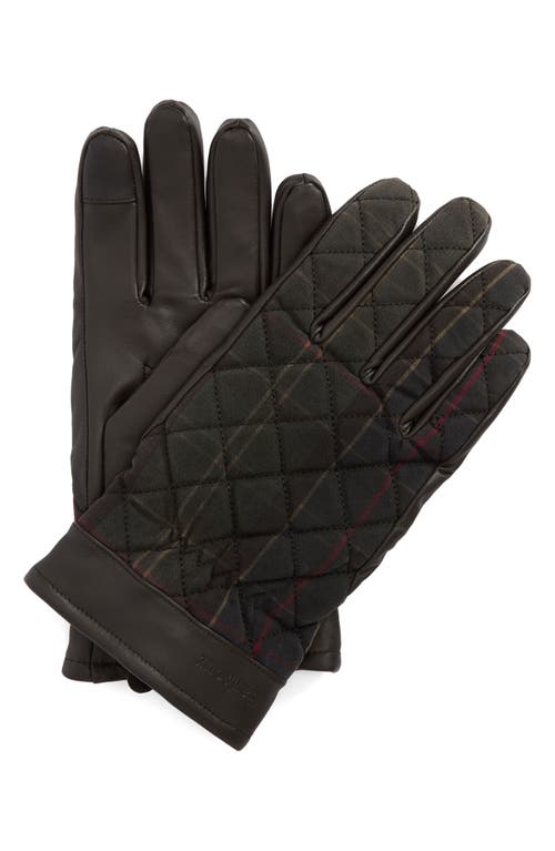 Barbour Darwen Quilted Tartan Touchscreen Gloves In Black