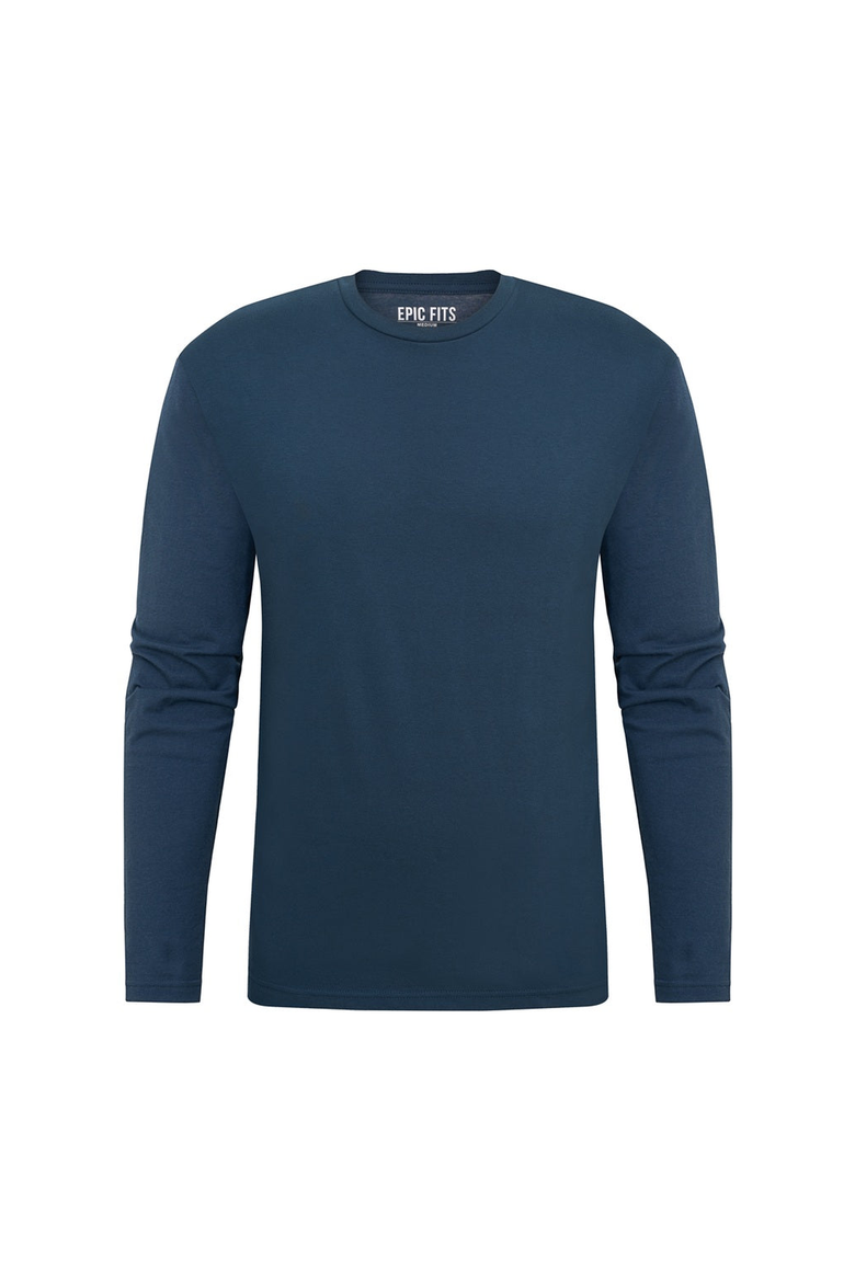 White Long Sleeve Crew Neck T-Shirt, Alternate, color, Slate Blue