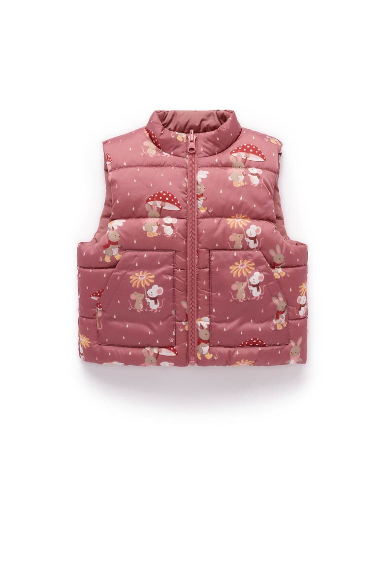 Baby Girl's Reversible Puffer Vest, Main, color, Umbrella Print