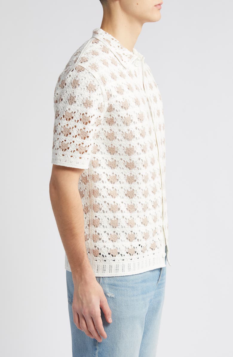 Wax London Porto Crochet Button-Up Shirt, Alternate, color, Ecru