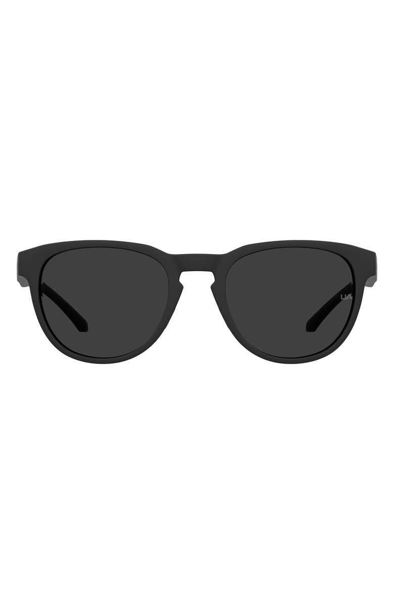 Under Armour Skylar 53mm Round Sunglasses, Main, color, Matte Black/ Grey