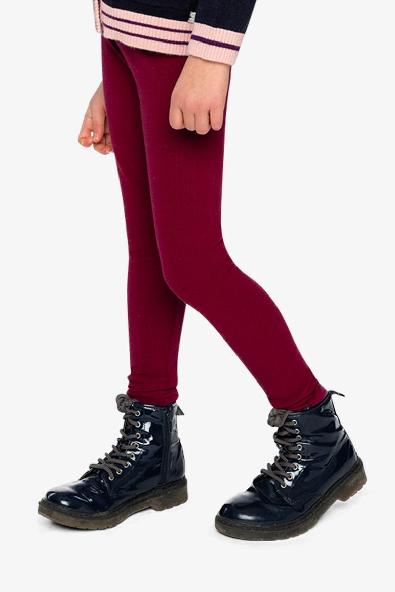 Rib Elastic Waist Logo Patch Leggings, Alternate, color, Reddish-Brown
