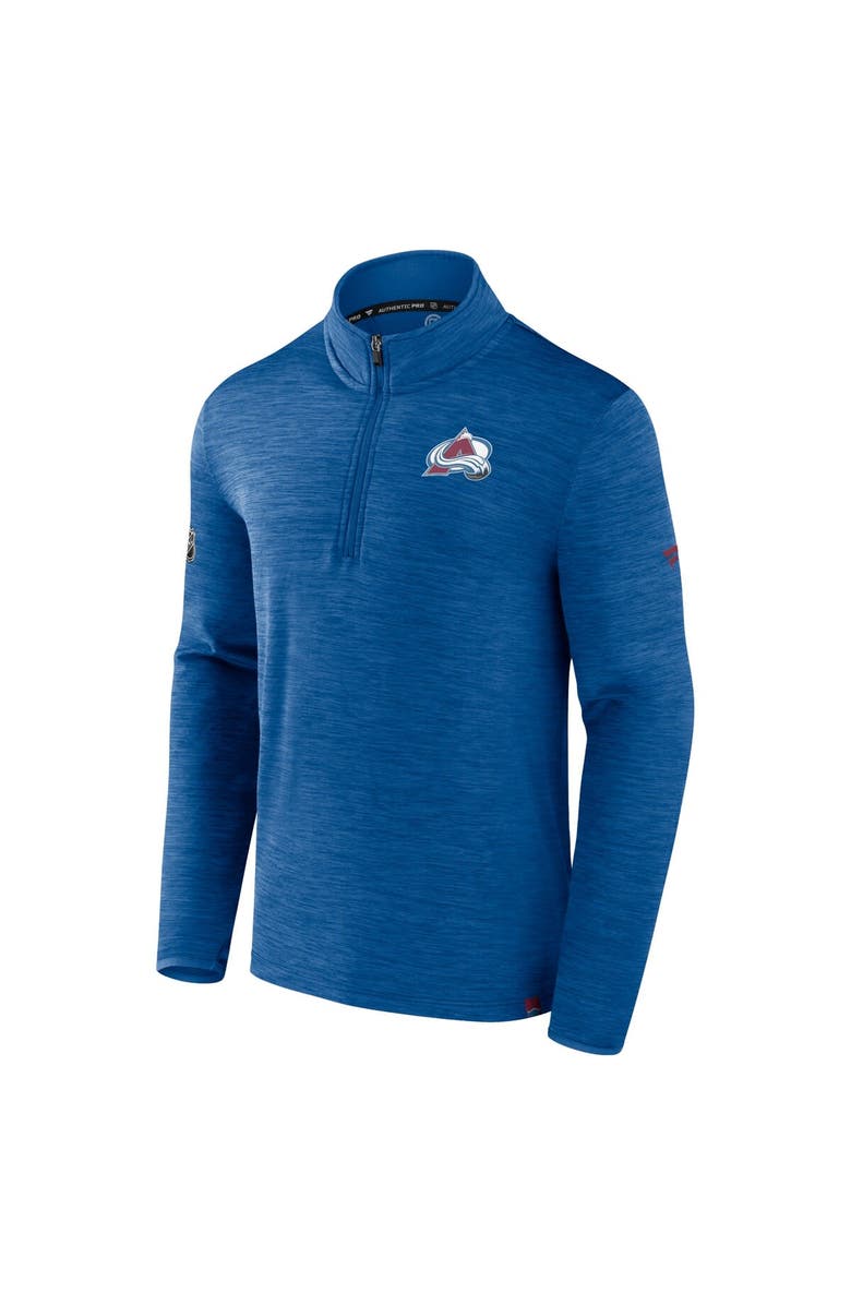 FANATICS Men's Fanatics Branded  Heather Royal Colorado Avalanche Authentic Pro Quarter-Zip Pullover Top, Alternate, color, 
