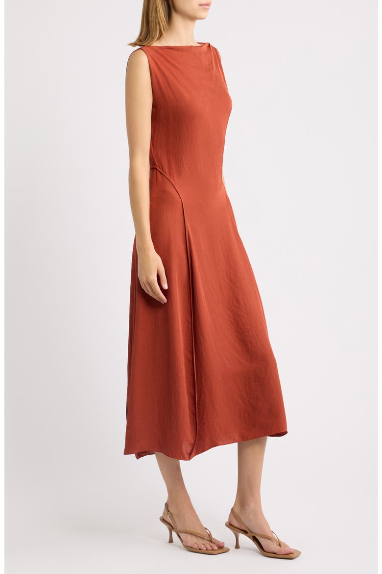 Boat Neck Midi Dress, Alternate, color, UMBER