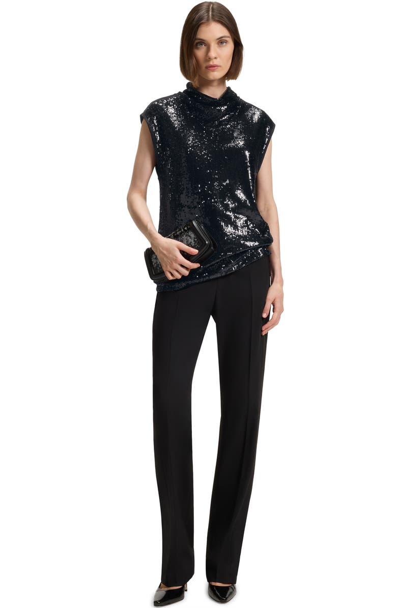 BOSS Ebib Sequin Mock Neck Top, Alternate, color, Black