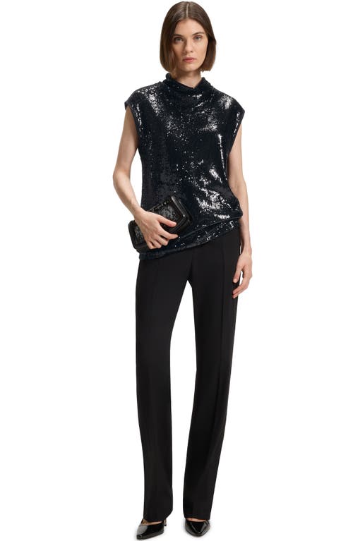 Hugo Boss Funnel-neck Top With Sequin Embellishments In Black