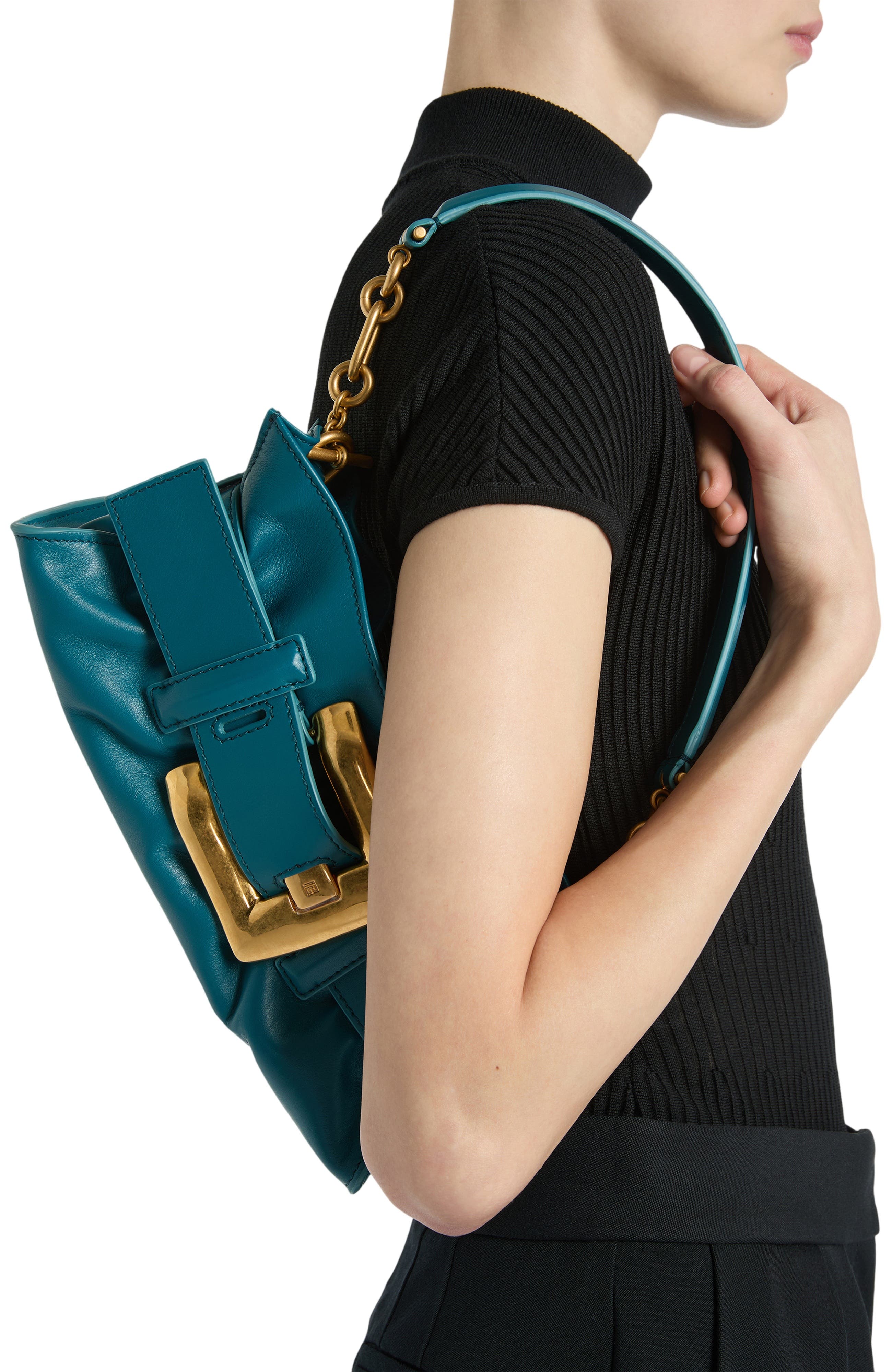 Mini Anthem bag in smooth leather, Alternate, color, blue