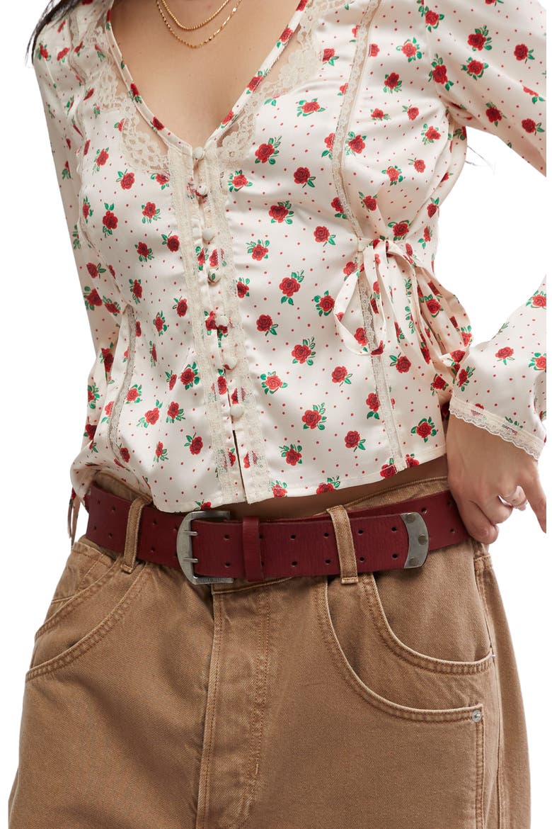 WTF Double Cross Leather Belt, Alternate, color, CRIMSON