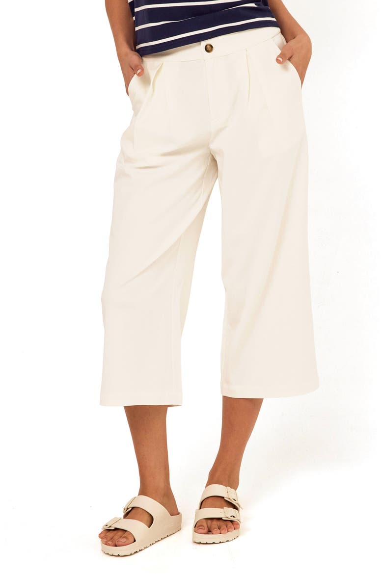 Mikki Pleated Stretch Twill Crop Pants, Main, color, WHITE