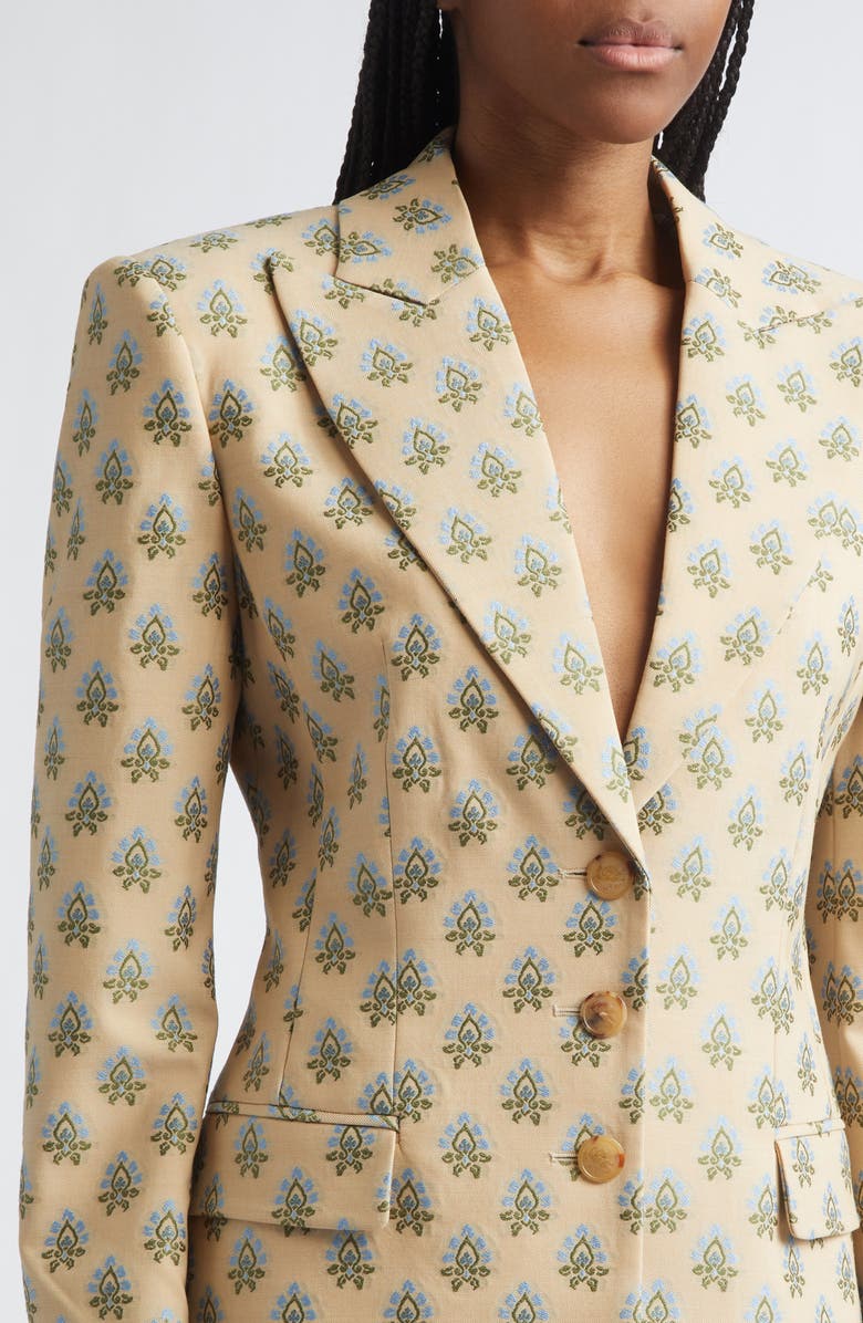 Etro Foulard Print Stretch Wool & Cotton Jacket, Alternate, color, Beige/ Blue Multicolor