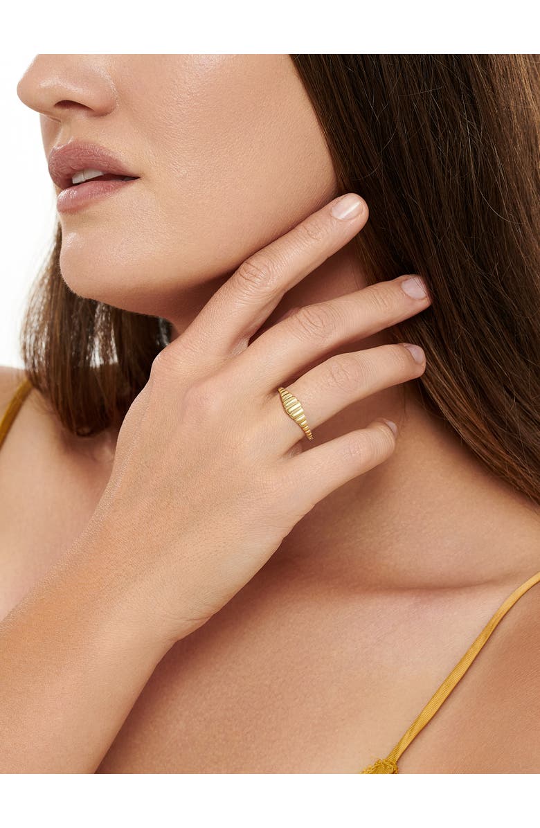 DEVATA Ribbed Ring in Gold Plated Sterling Silver, Alternate, color, Yellow Gold