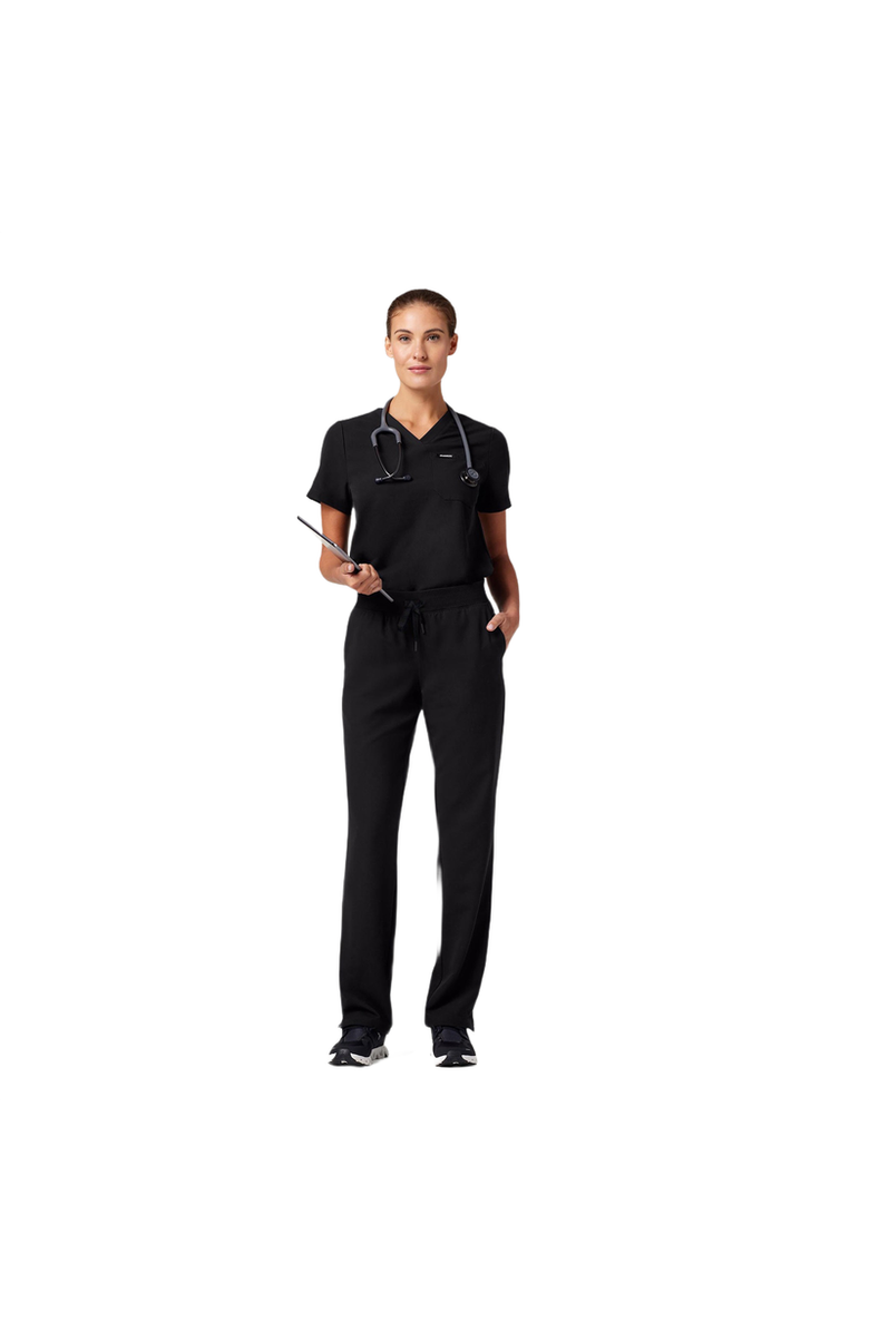 JAANUU Xenos Women's 5-Pocket Classic Mid-Rise Scrub Pant, Alternate, color, Black