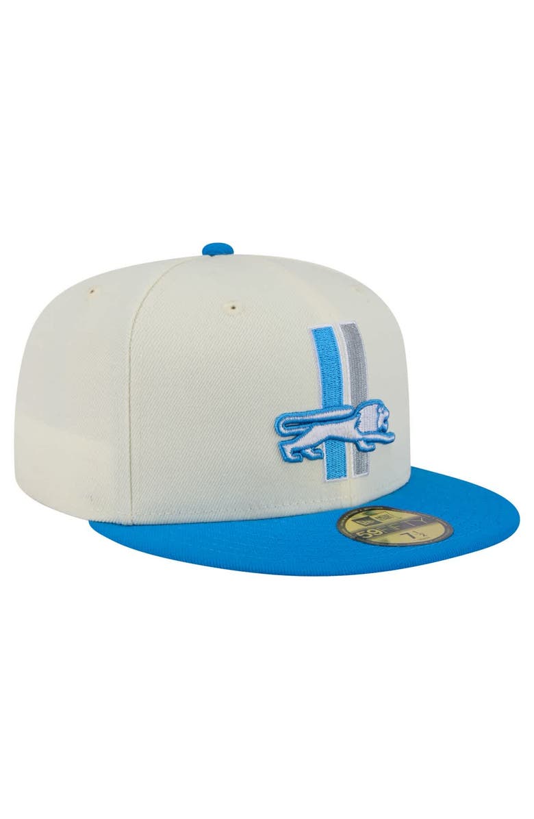 New Era Men's New Era Cream/Blue Detroit Lions Main 59FIFTY Fitted Hat, Alternate, color, Cream