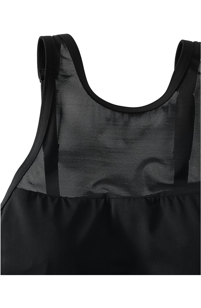 Lands' End Chlorine Resistant Smoothing Control Mesh High Neck Swim Dress One Piece Swimsuit Adjustable, Alternate, color,