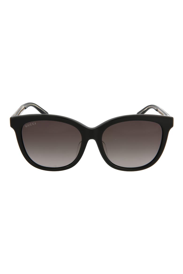 56mm Square Sunglasses, Main, color, SHINY BLACK