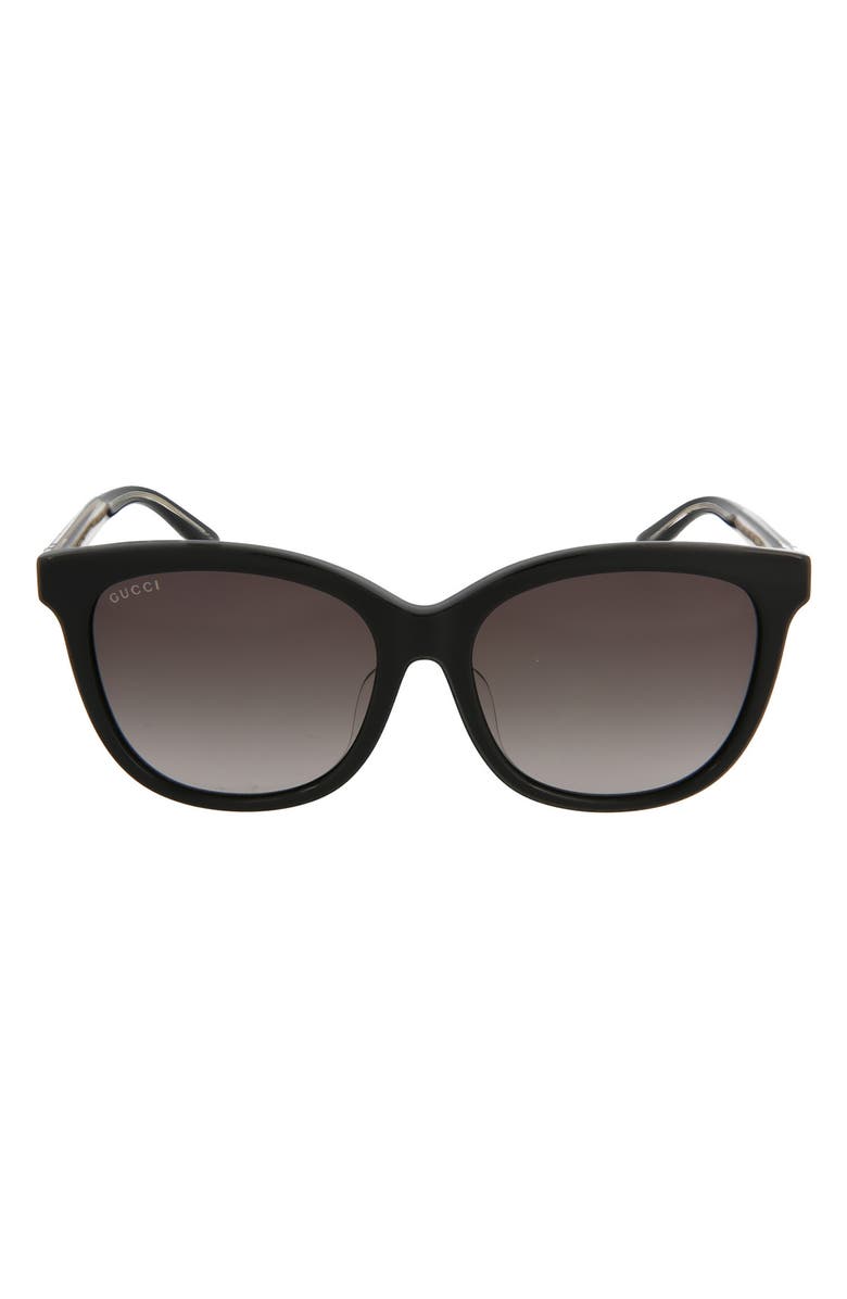 Gucci 56mm Square Sunglasses, Main, color, Shiny Black