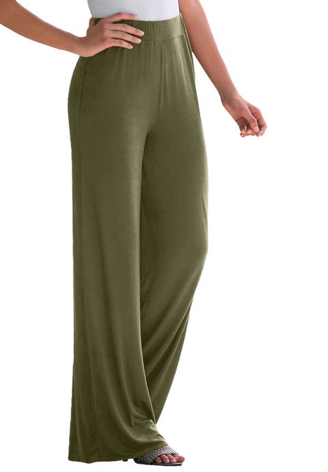 Everyday Stretch Knit Wide Leg Pant (Plus) (Petite Available)