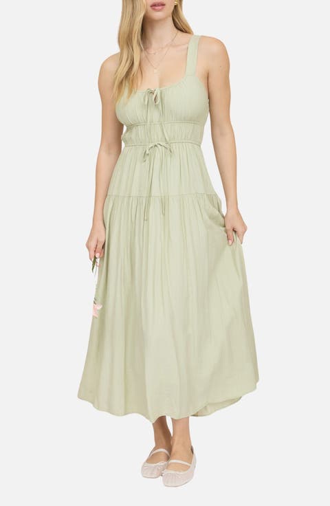 Front Tie Fit & Flare Midi Dress