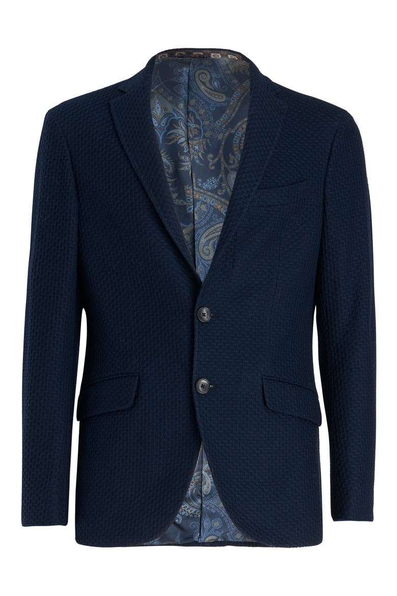 Roma Navy Textured Cotton Knit Blazer, Alternate, color, DARK BLUE