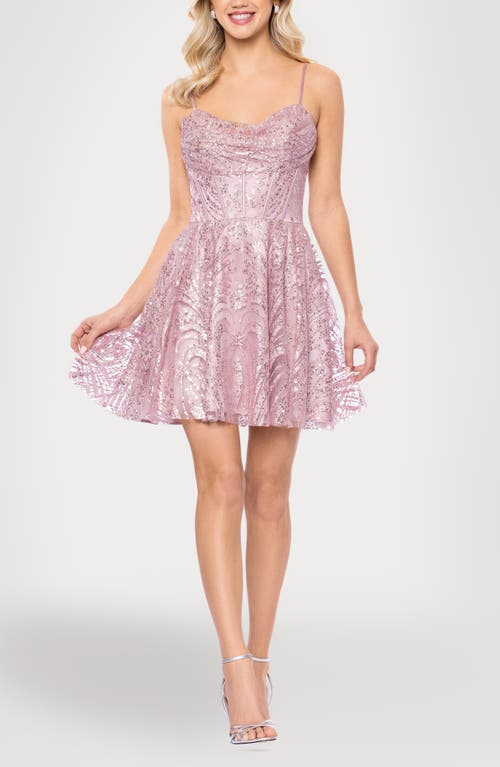 Blondie Nites Sequin & Glitter Minidress In Pink