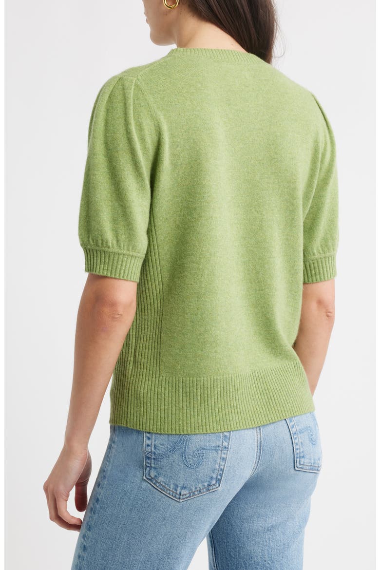 Puff Sleeve Wool & Cashmere Sweater, Alternate, color, OLIVE EPSOM